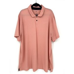 Nike Dri-FIT Mens XXL Salmon Pink Textured Short Sleeve Golf Polo Shirt EUC